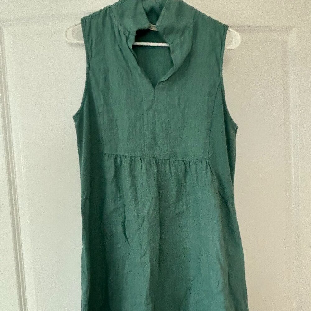 Terzo Millennio Green Linen Split Neck Dress size Large